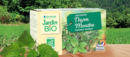 Infusion tonique thym-menthe BIO, Jardin Bio (20 sachets)